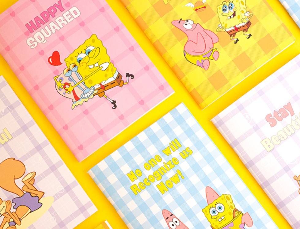 Spongebob Note Design Sponge Bob SquarePants Grid Note, 64p Small Note Book, Spongebob mini ...