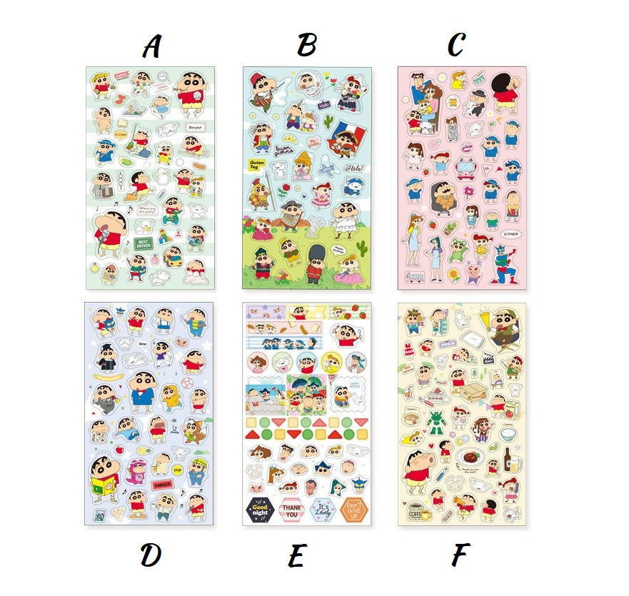 Crayon Shin Chan ver.2 Stickers(2 sheets) 6 Designs