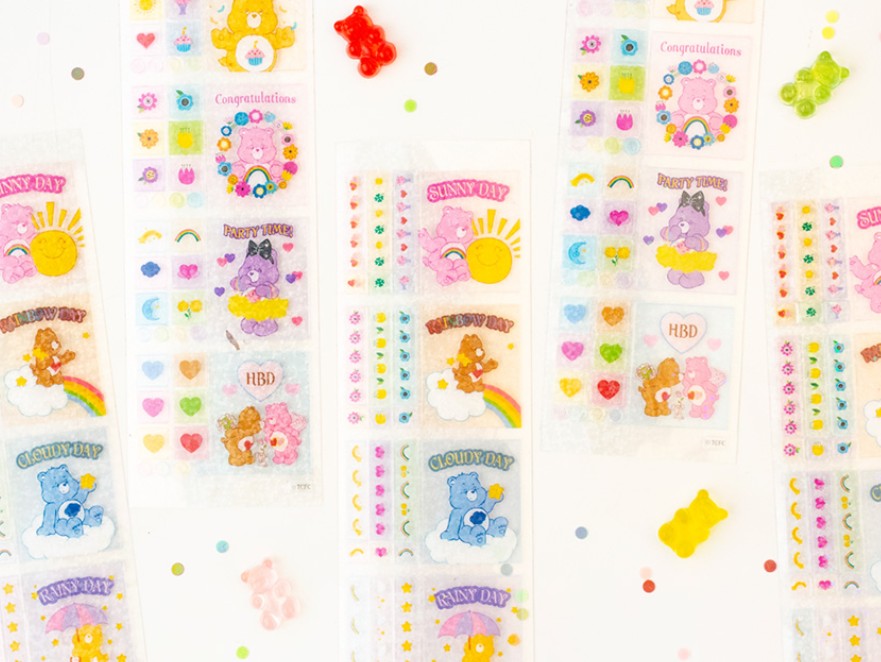 Care Bears PVC Stickers 2 types, Planner Deco Sticker