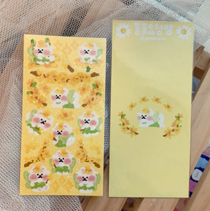 SOSOROUN Spring Flowers Cat Seal Sticker