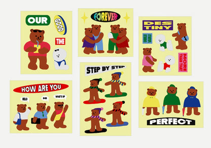 THENCE  Vintage Sticker_Teddy Bear Ver.2, Thence Sticker set (6 Sheets)