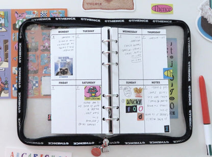 THENCE PVC Sewing Pouch Diary Lettering_PP, Binder Journal, Transparent Clear Cover Diary Album