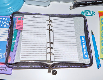 THENCE PVC Sewing Pouch Diary Lettering_WH, Binder Journal, Transparent Clear Cover Diary Album