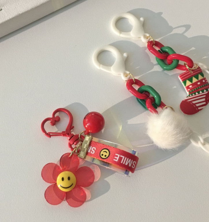 Airpods Acrylic Flower Smile Keyring, Couple Keyring 2 Types