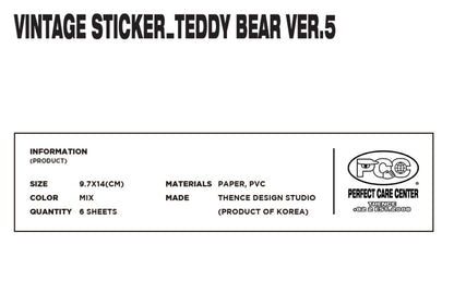 THENCE Vintage Sticker_Teddy Bear Ver.5, Thence Sticker set (6 Sheets)