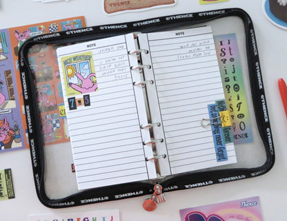 THENCE PVC Sewing Pouch Diary Lettering_PP, Binder Journal, Transparent Clear Cover Diary Album