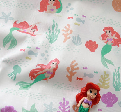 The Little Mermaid Ariel Cotton Fabric, Disney Fabric by the yard
