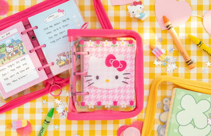 Sanrio 3 Ring Mini Binder Journal, Hello Kitty, My Melody Transparent Clear Cover Diary Album