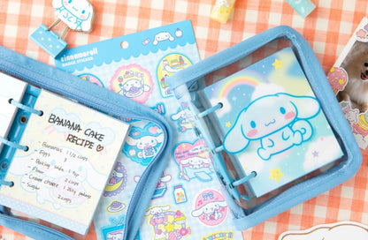 Sanrio 3 Ring Mini Binder Journal, Hello Kitty, My Melody Transparent Clear Cover Diary Album