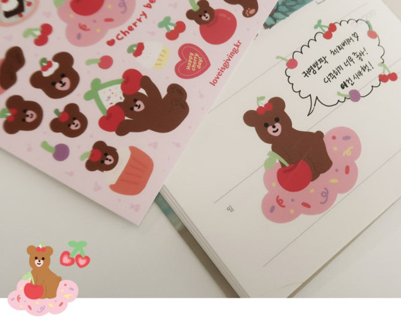 Cherry Bear sticker (2ea)