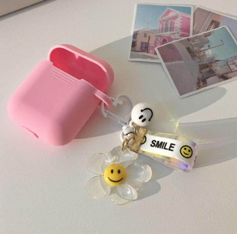 Airpods Acrylic Flower Smile Keyring, Couple Keyring 2 Types