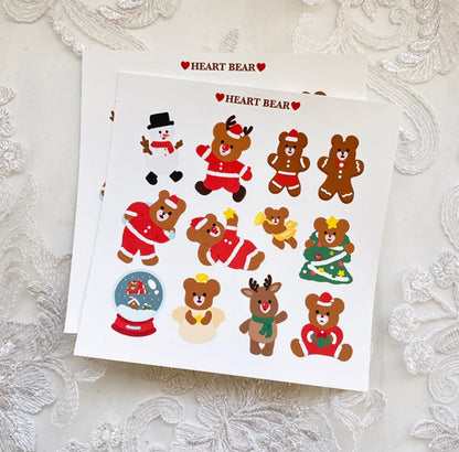 Christmas Heart Bear sticker (2ea)