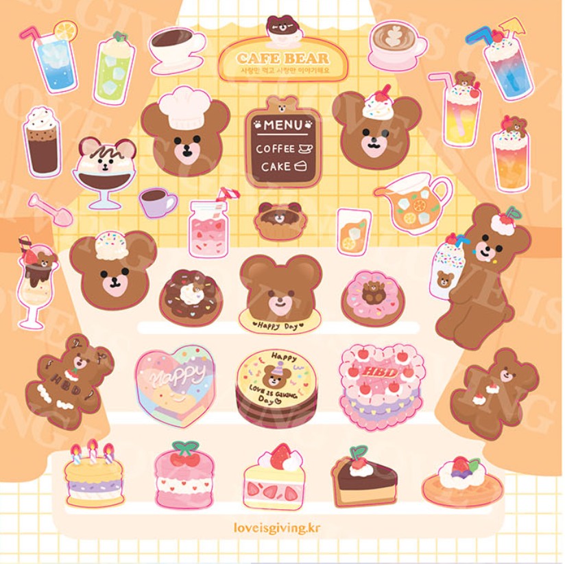 Cafe Bear sticker (2ea)