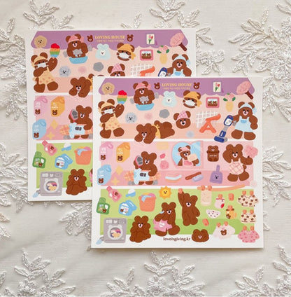 Cleaning Bear sticker (2ea)