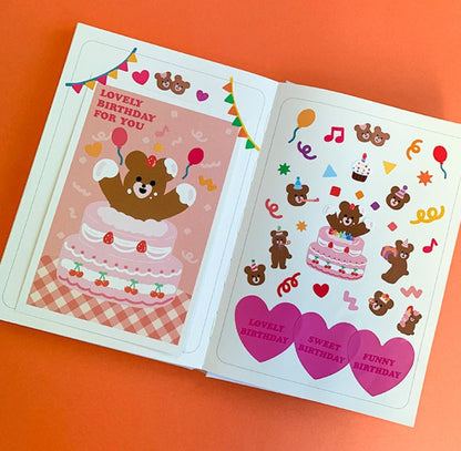 Birthday Bear sticker (2ea)