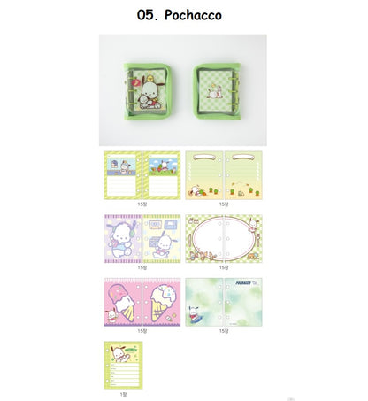 Sanrio 3 Ring Mini Binder Journal, Hello Kitty, My Melody Transparent Clear Cover Diary Album